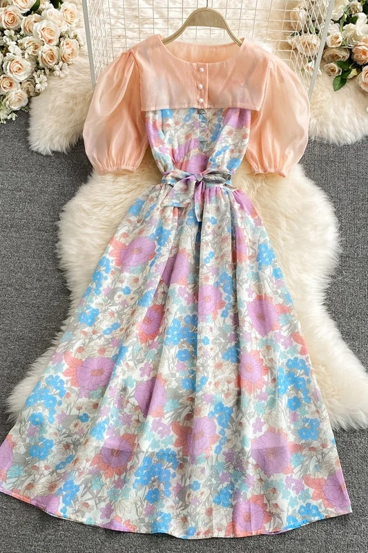 

Tie-dyed sling dress 2021 summer new high-waist temperament is thin, fresh and fairy super fairy skirt