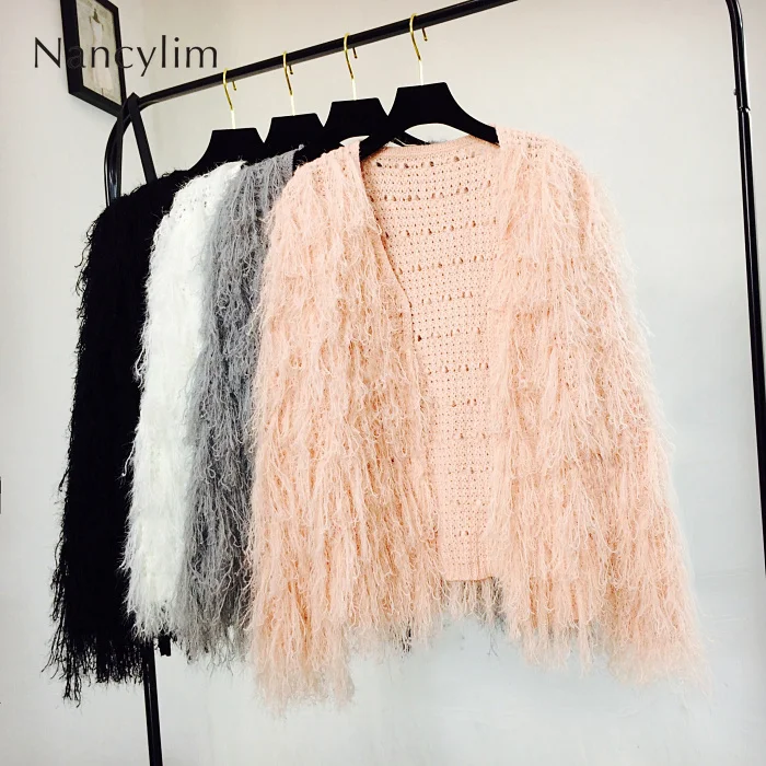 

Корейский Кардиган с бахромой для женщин, Новинка весна-осень 2019, свободный свитер с бахромой, шерстяное пальто, кардиган, свитер, джемпер, ж...