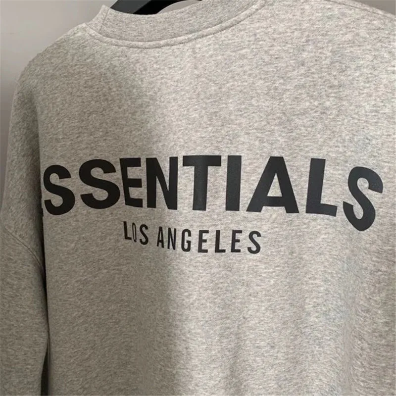 

Los Angeles Oversize Essentials Sweatshirts Men Women Essentials Embroidery Reflective Crewneck Hoodie