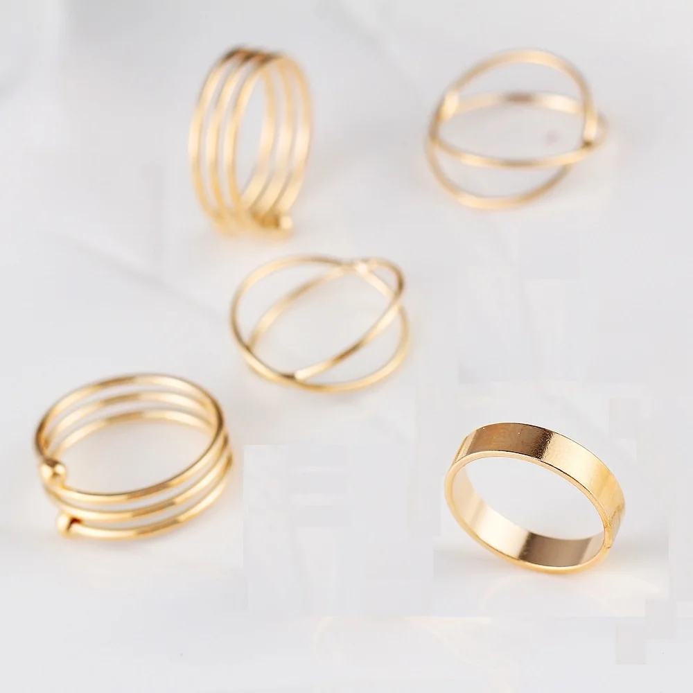 2 цвета Женское кольцо в стиле ретро 6 комбинированных колец многослойное для