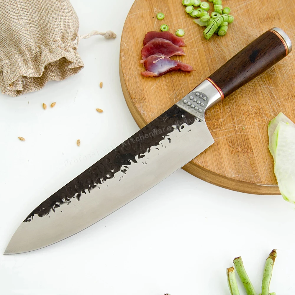 

Кованый кухонный нож из нержавеющей стали, бытовой нож для нарезки мяса, нож шеф-повара, кухонный нож для готовки