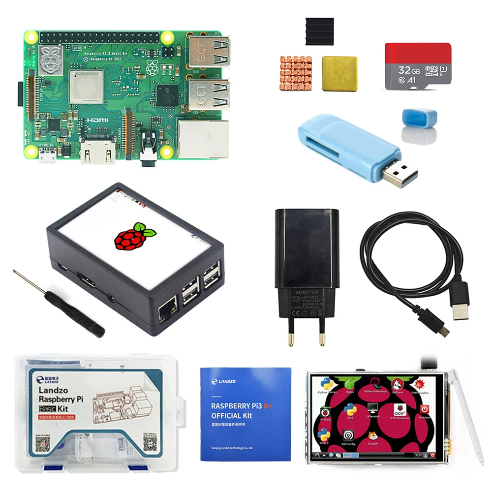 Raspberry Pi 3B + 3 5 дюймовый экран основа комплект с защитным чехлом 32G TF карта и мульти