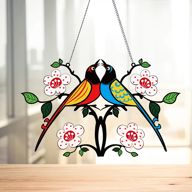 

Window Pendant Suncatcher Colorful Birds Series Art Ornaments Pendant for Window Home Decorations