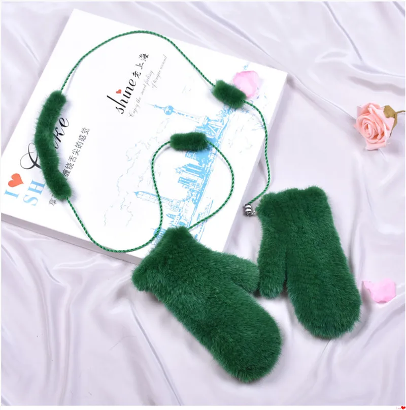 Зимние женские перчатки из натуральной норки вязаные меха модные красивые