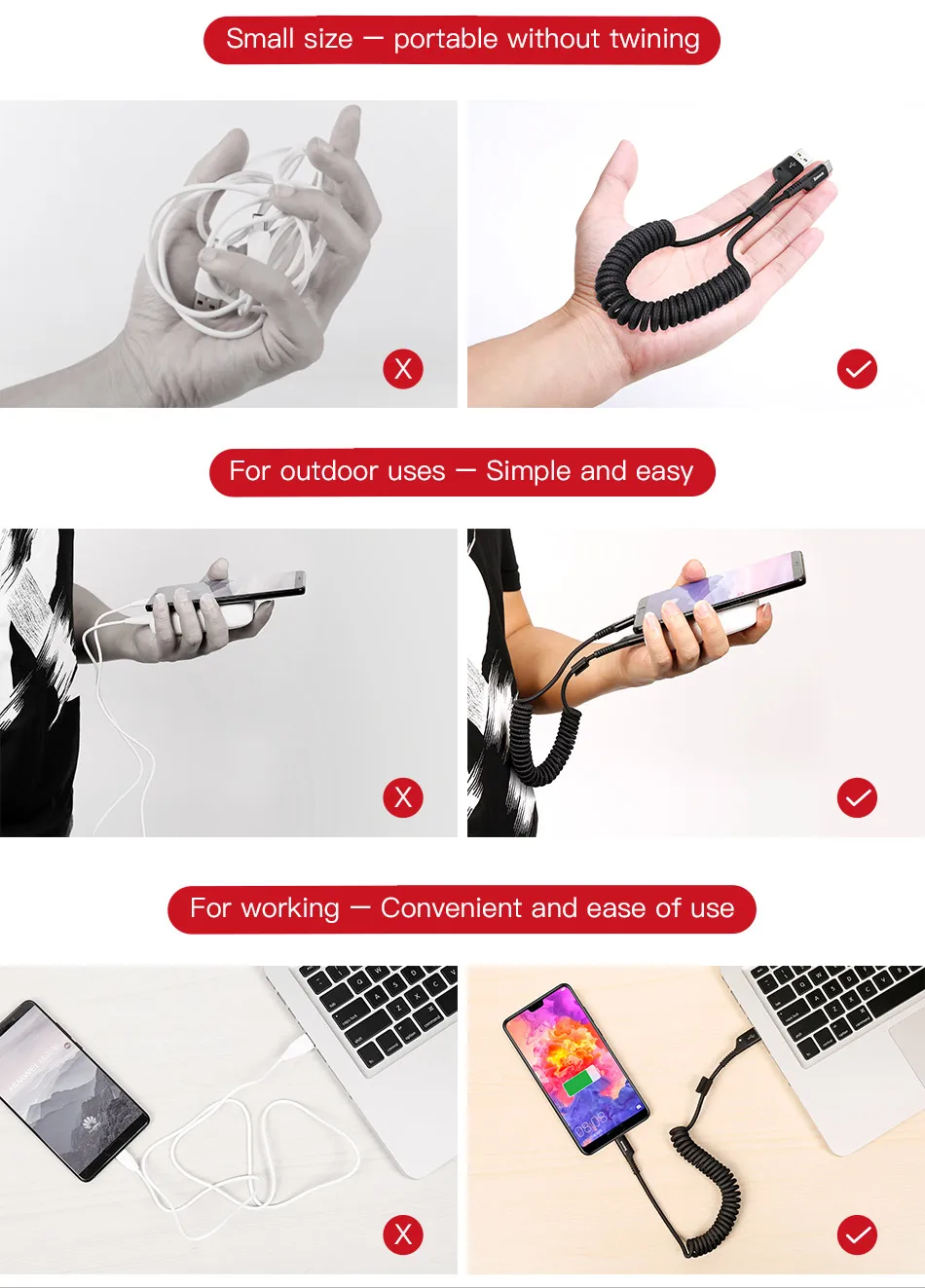 Baseus Весна USB Type C кабель гибкий эластичный стрейч кабель синхронизации данных и зарядки для samsung Xiaomi для iPhone кабель мобильного телефона