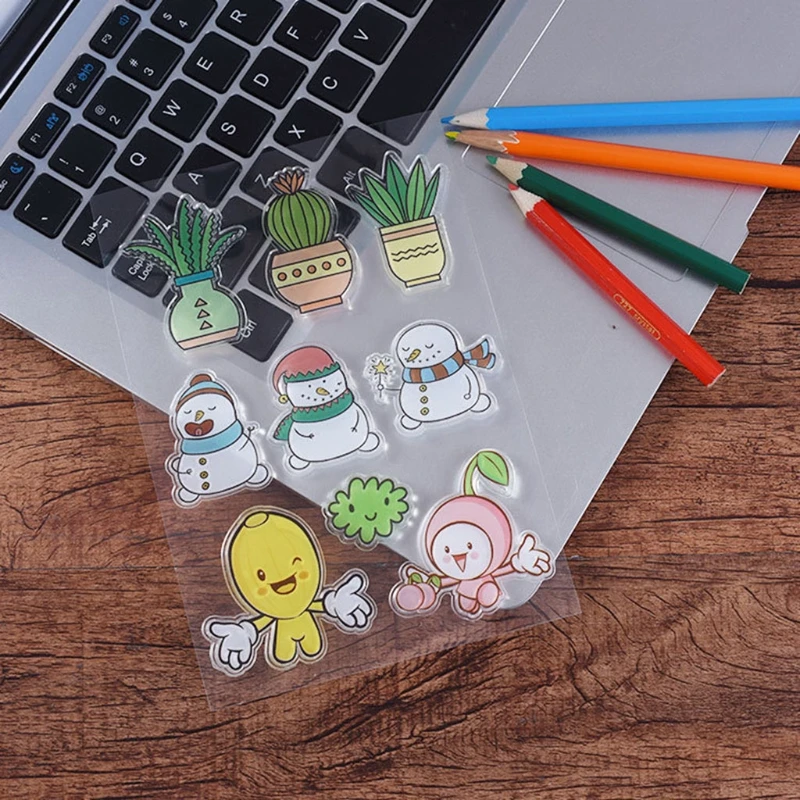 

Cartoon Colored Snowman Silicone Clear Stamp Seal DIY Scrapbook Embossing Album Decor Craft Superior Creative Embossing Parts