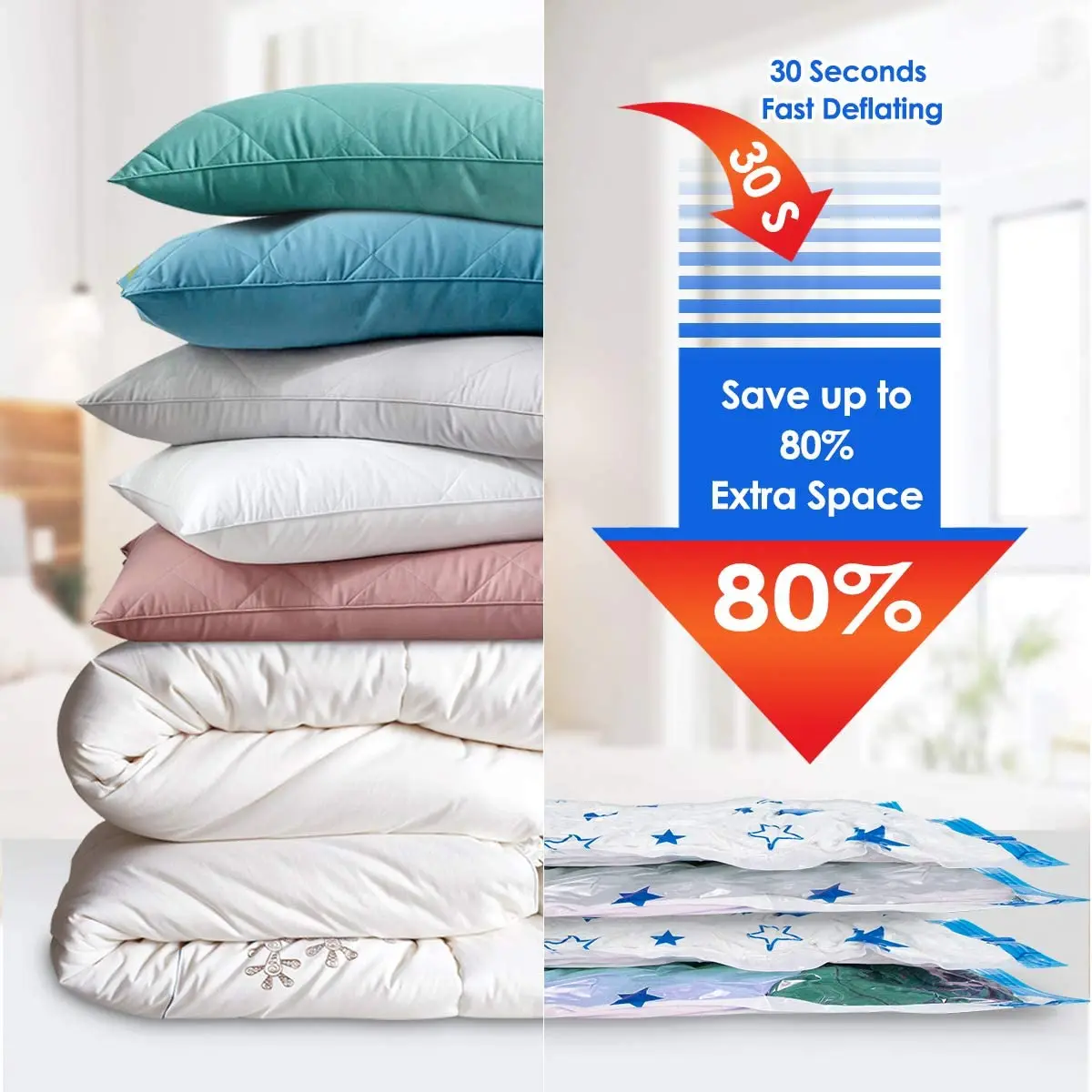 6 шт./упак. вакуумные пакеты для хранения с ручной воздушный насос многоразовые