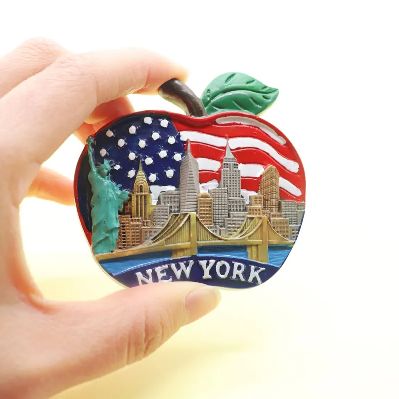 Магнит на холодильник США Нью Йорк сувенир яблоко зеленые деликатные