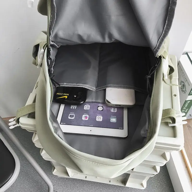 

Unisex Large capacity Teenagers Backpack Fashion Pure color Students schoolbag Waterproof Nylon Japanese Recreation Travel bag