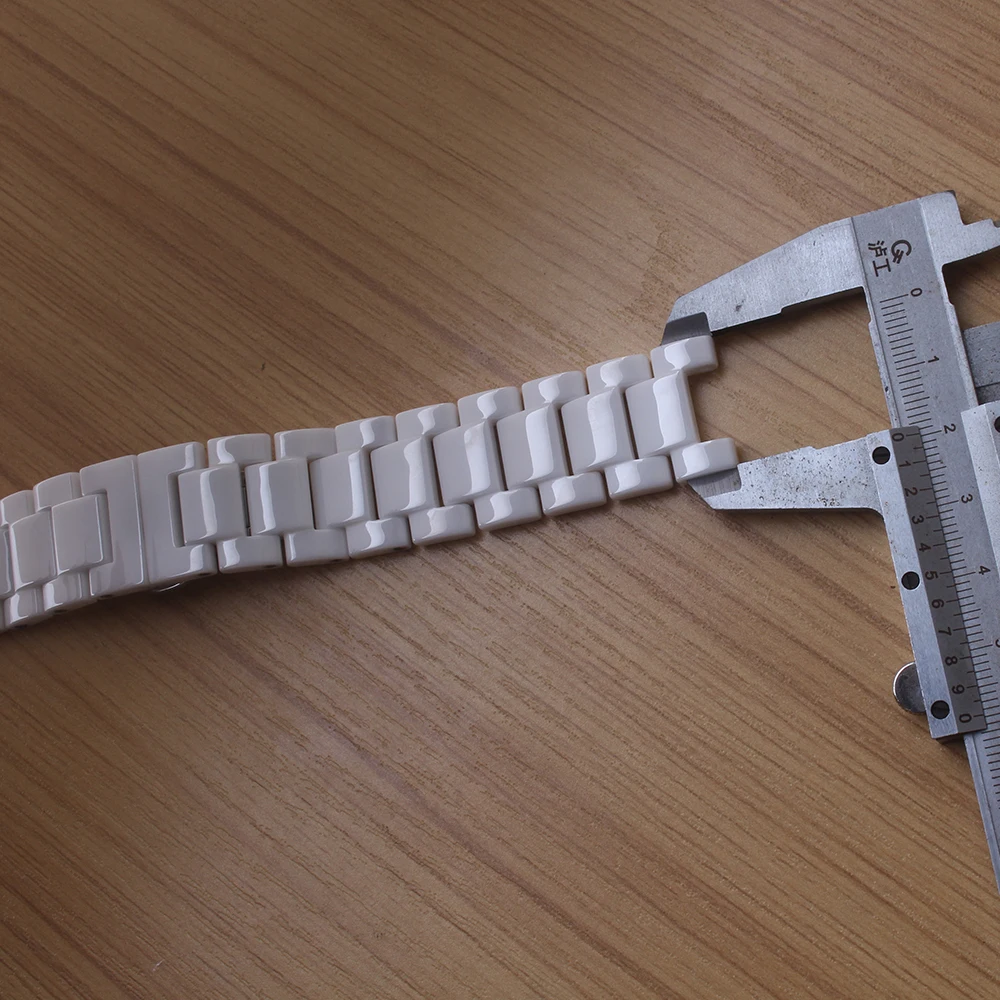 

Watchbands Womens Men 20mm Concave 11mm Ceramic Accessories Stainless Steel clasp Watches Band Strap White Bracelet polished hot