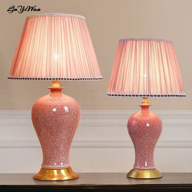 

Crystal glaze ceramic table lamp bedroom bedside lamp wedding pink table lamp girl living room table lamp