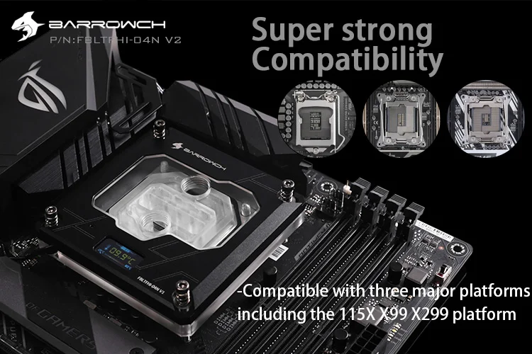 Barrowch Процессор воды блок использовать для INTEL LGA1150 1151 1155 1156 2011X99/RGB светильник Совместимость 5V GND 3PIN системной платы