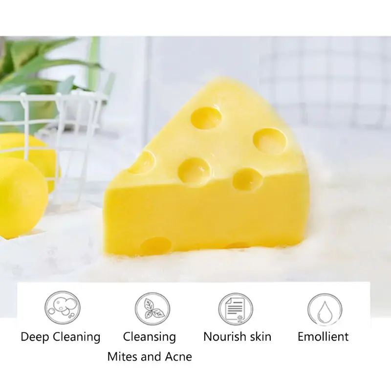 100g Cheese shaped Handmade Soap Remove Mites Facial Deep Cleansing Anti-Acne Moisturizing Oil-Control Delicate Foaming | Красота и