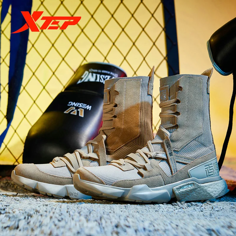 Xtep [Ali-Boxing] Мужские Модные Повседневные кроссовки на шнуровке, серия Ali, прогулочная дышащая мужская обувь с высоким носком, мужская обувь 981219520859