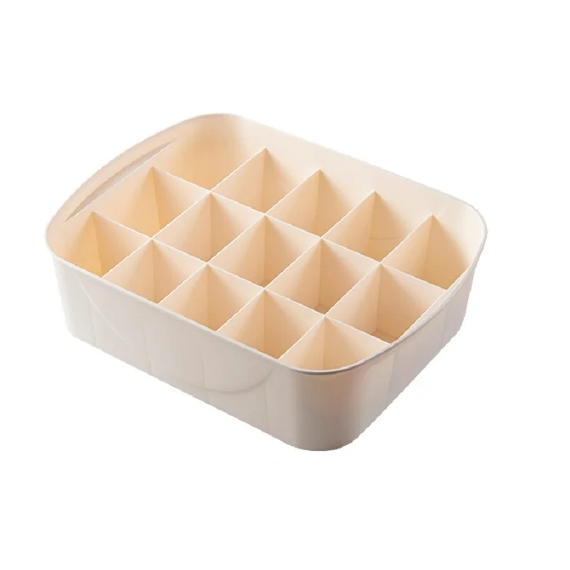 Beige 15 Cells WBBOOMING домашний пластиковый лоток для хранения с крышкой, носки, бюстгальтер, коробка для хранения лекарств, ящик для одежды, шкаф для спальни, ящик для хранения - Цвет: Beige 15 Cells