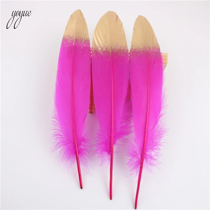 Оптовая продажа 20 шт./лот золотые гусиные перья поделки сделай сам аксессуары для