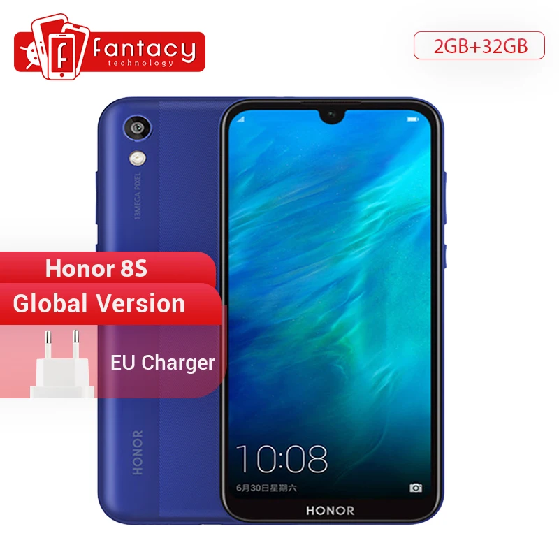 Глобальная версия Honor 8S смартфон 2 ГБ 32 MTK MT6761 5 71 дюймов экран 13MP задняя камера