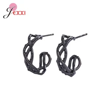 forest style unique design hollow silver black branch image stud earrings for women men party jewelry accessories