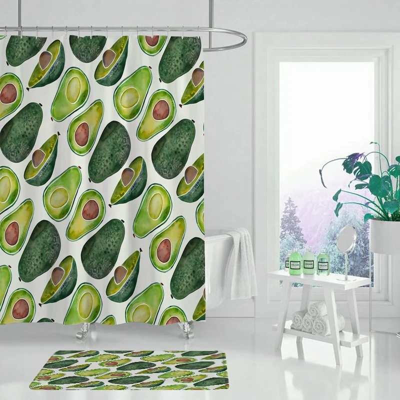Занавеска для душа с принтом тропических фруктов простой и элегантный штор