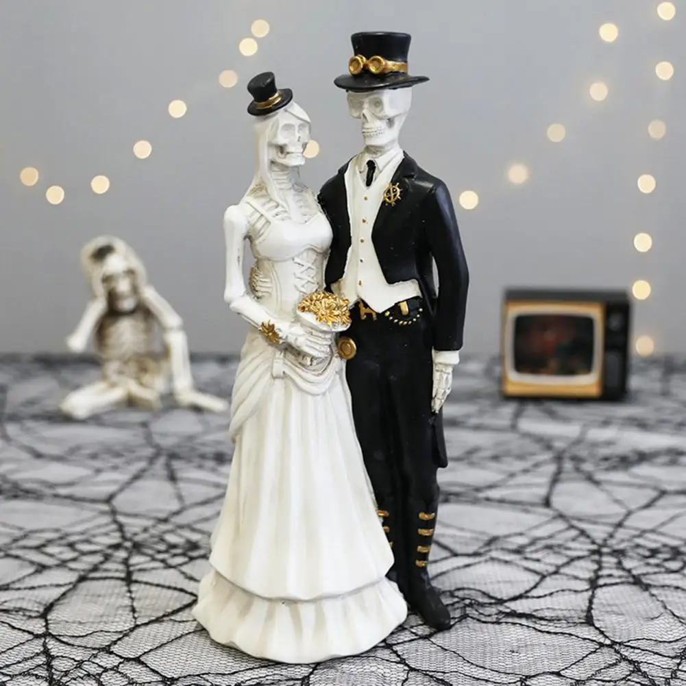 

Vintage Ghost Wedding Statue Figurines Ghost Bride Groom Miniatures Skeleton Couple Ornament Decorative Miniatures Home Decor