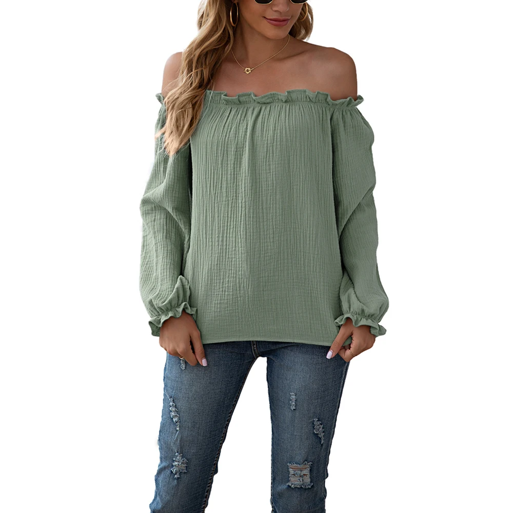 

Женская футболка с длинным рукавом, с открытыми плечами