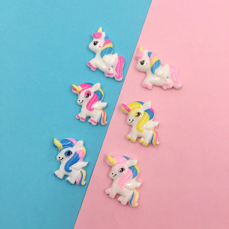100 шт. кавайные красочные единороги с плоским задником фотоскрапбукинг украшения