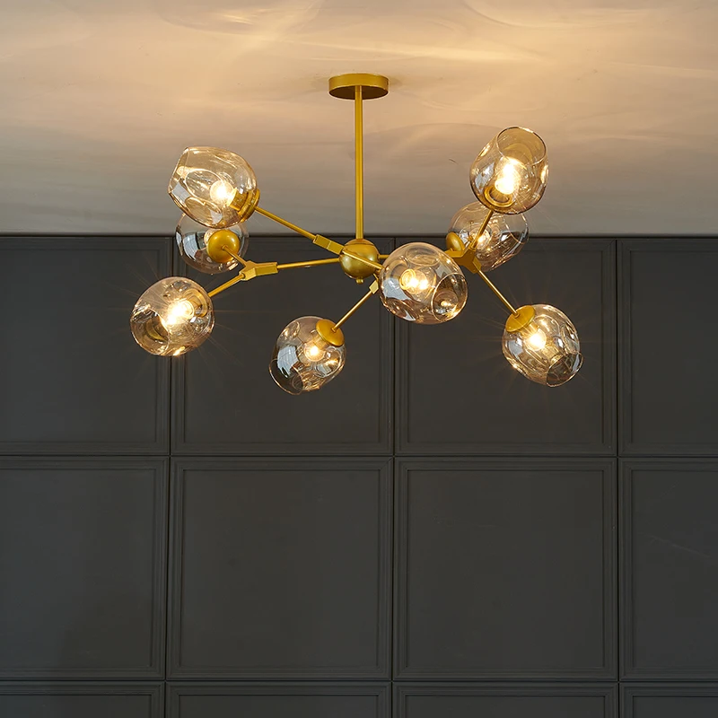 

Postmodern LED Chandeliers Lighting Glass Lustre Metal LOFT Living Room Bedroom Hotel Ball Chandeliers Home Decor Hanging Light