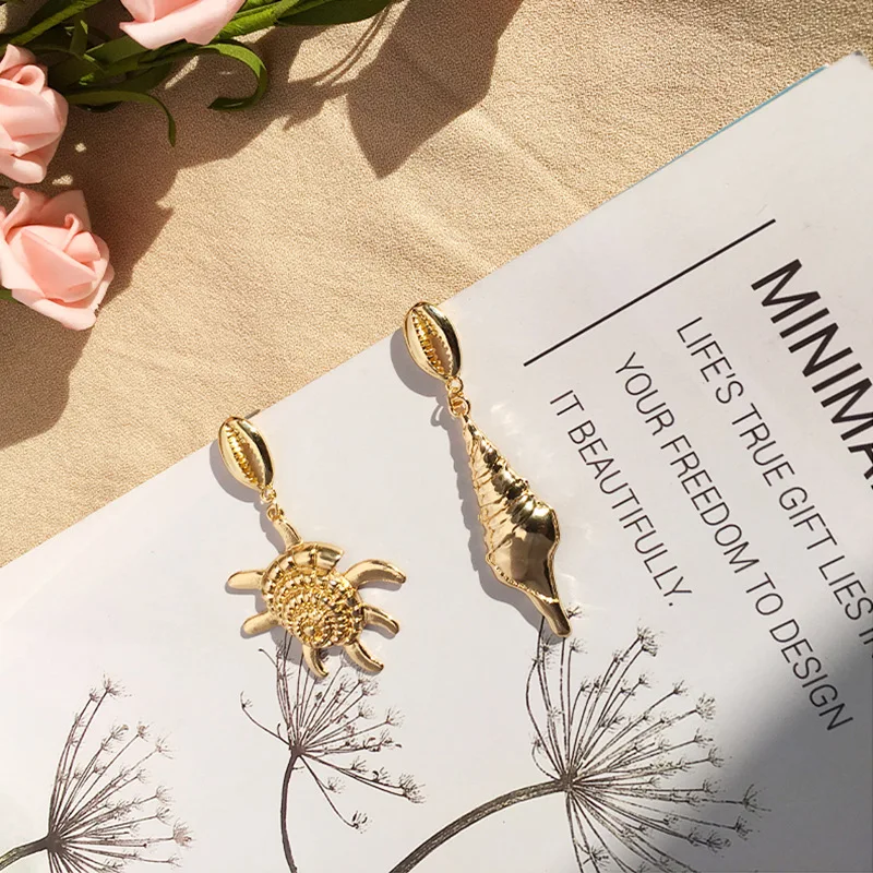 Популярные Винтажные висячие серьги в виде морской раковины для женщин летние