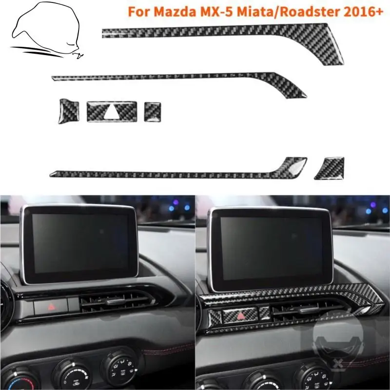 

For Mazda MX-5 Miata Roadster 2016+ MX5 ND Carbon Fiber Center Dashboard Air Vent Sticker Trim Strips Interior Car Accessories