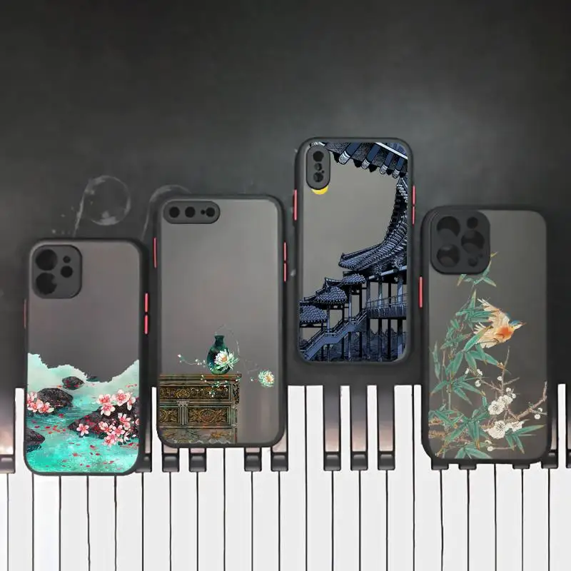 

Chinese Style Ancient poems art Phone Case matte transparent For iphone 7 8 11 12 plus mini x xs xr pro max cover