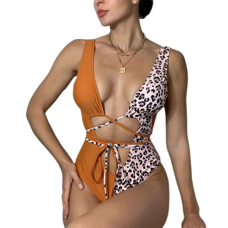 

Leopard print wrap bikini suit ladies sexy thong two-piece swimsuit 2021 new beach swimsuit swimwear
