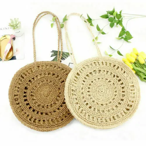 Женская богемная Летняя Пляжная сумка через плечо сумка-тоут плетеная Сумка