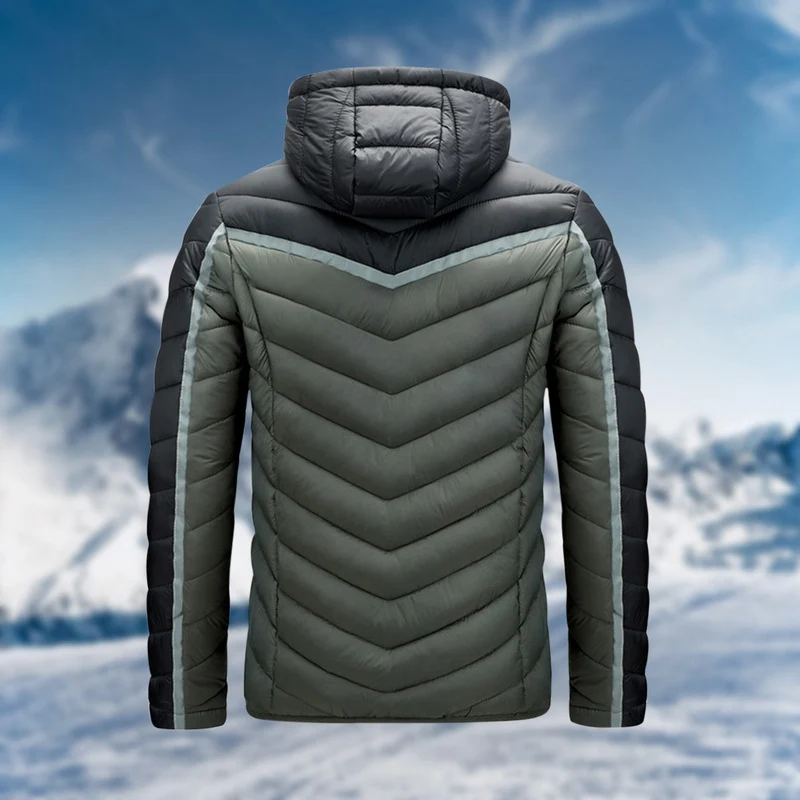 Теплые зимние парки с капюшоном мужская куртка контрастного цвета Повседневная