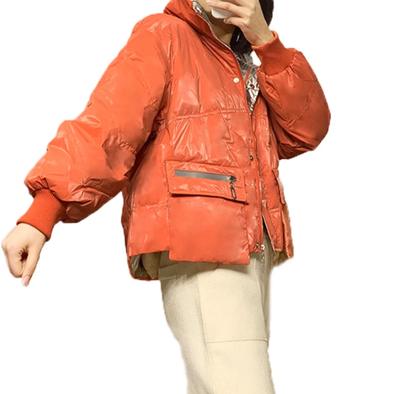 Ftlzz New Winter Women Short Stand Collar Pocket Design Warm Down Coat 90% White Duck Thick Parkas | Женская одежда