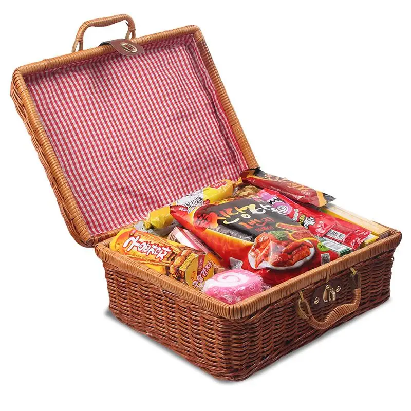 Плетеный Чехол ручной работы из ротанга корзина для макияжа путешествий пикника