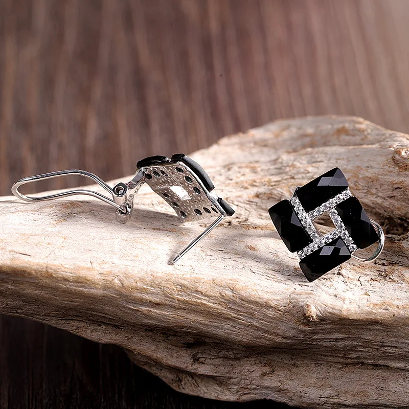 Женские серьги из черного серебра 925 пробы|Серьги-подвески| |