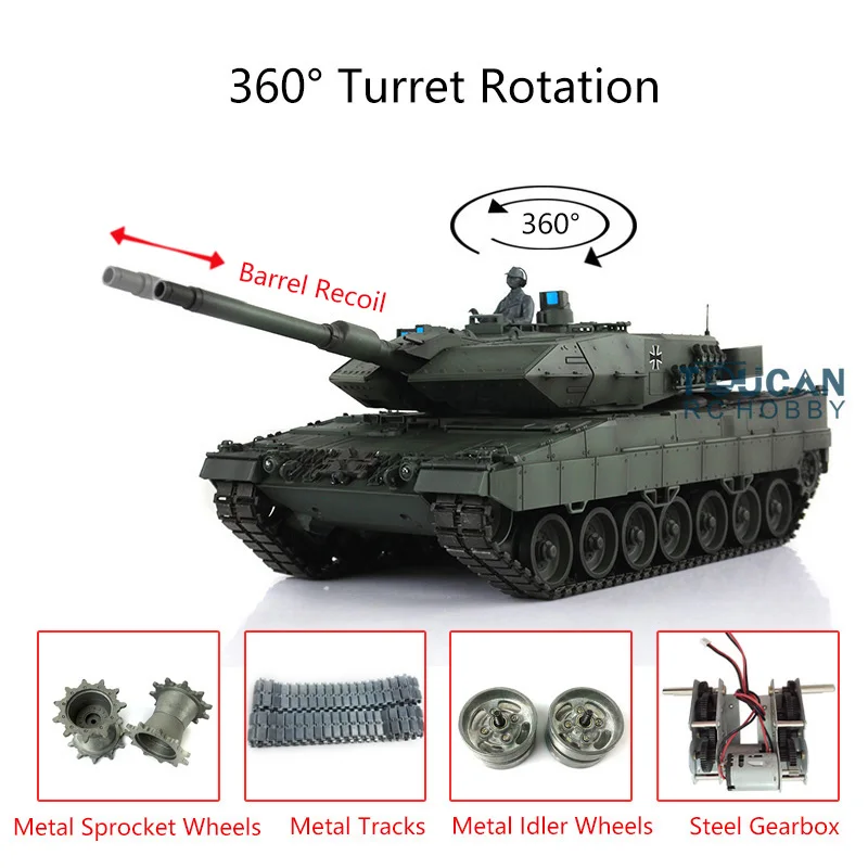 

1/16 2.4G HENG LONG 7.0 Leopard2A6 RC Tank 3889 360 Turret Barrel Recoil TH17605-SMT4