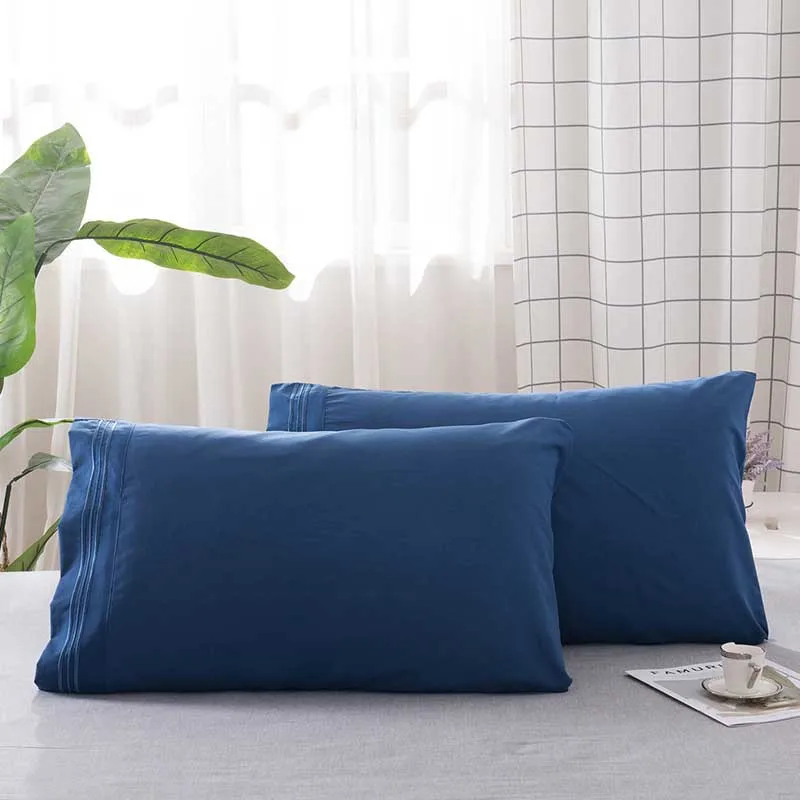 2pcs/pair Solid Color Pillow Cases 100% Polyester White Black Grey Pillowcases Brief Style Case Cover | Дом и сад