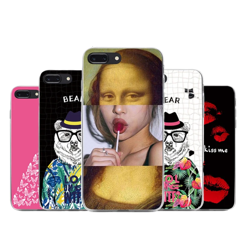 Silicone Phone Case for iPhone 8 Coque Soft Creative Painted Cover 7 Plus TPU Shells Bags Shockproof Cute |