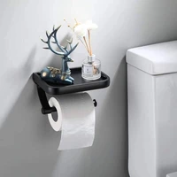 adorehouse wall mounted toilet paper holder roll holder with phone storage shelf aluminum tissue paper rack bathroom accessories