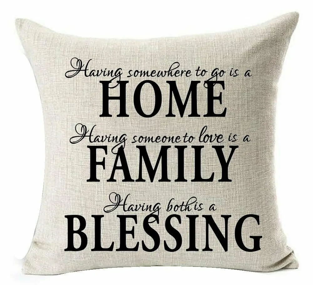 Nordic простые теплые милые цитаты черный Home Family Blessing льняная наволочка для подушки