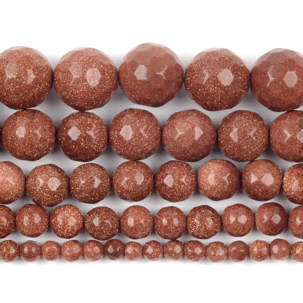 Оптовая продажа натуральный граненый песок камень круглые бусины Свободные Spacer