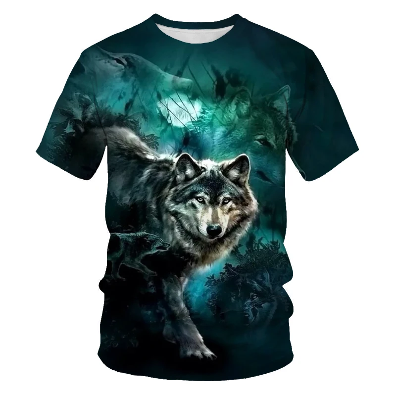 

Fashion new 3D printing wild wolf picture O-neck T-shirt comfortable and versatile casual short-sleeved top XXS-6XL