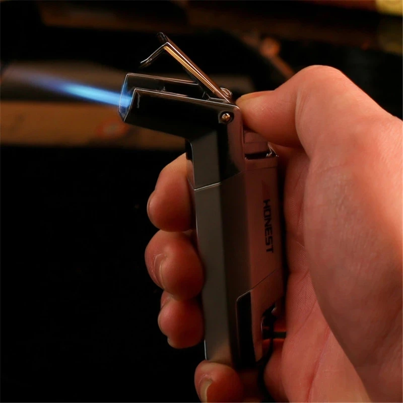 

Gas Lighter Blue Jet Flame Gun Electronic Lighter Torch Turbine Lighter 1300C BUTANE-LIT CIGAR Lighter Man