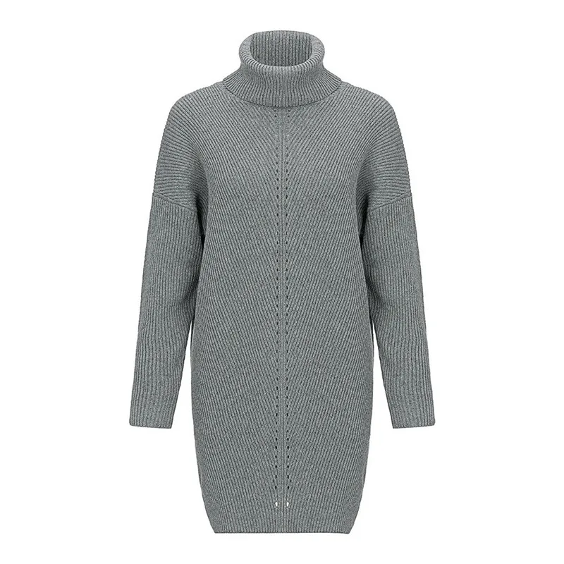 Платье-Свитер с воротником-шарфом Женский пуловер высоким воротником вязаные