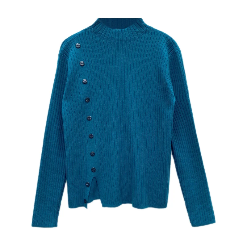 

New Winter Women Sweater Knitted Multi Colors Buttons Korean Style Wild Lady Slit Pullovers Tops fall 2020 women dropshipping