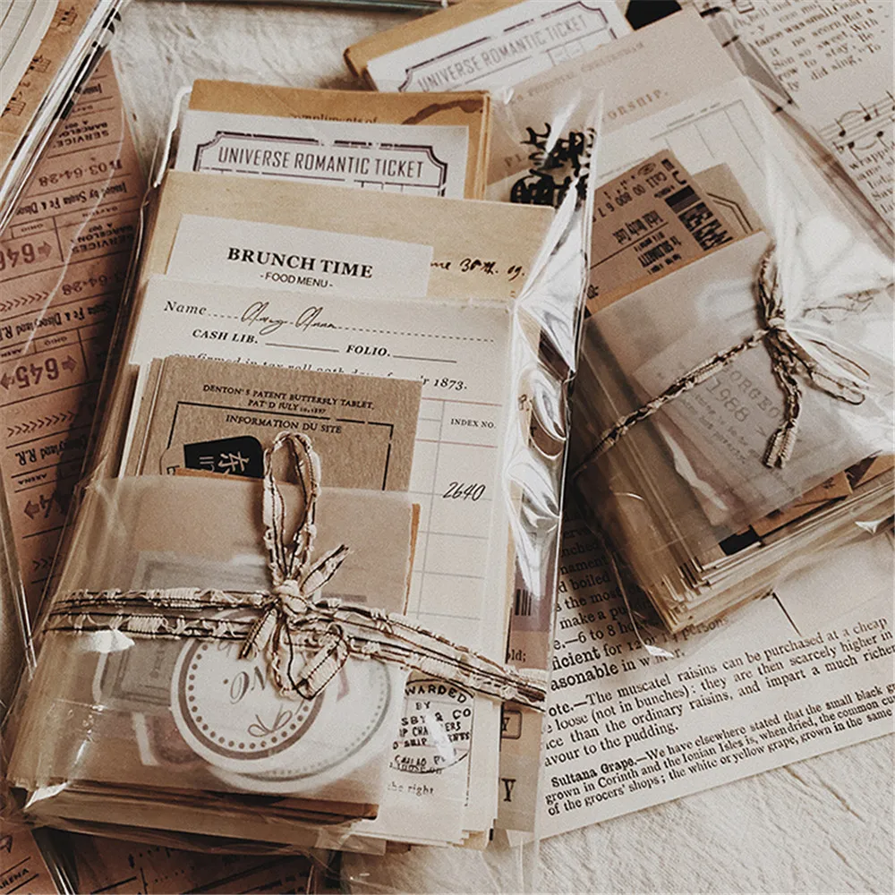 

198 PCS Vintage Travel Ticket Old Books Decorative Memo Diary Planner Scrapbooking Material Label Journal Stickers Stationery