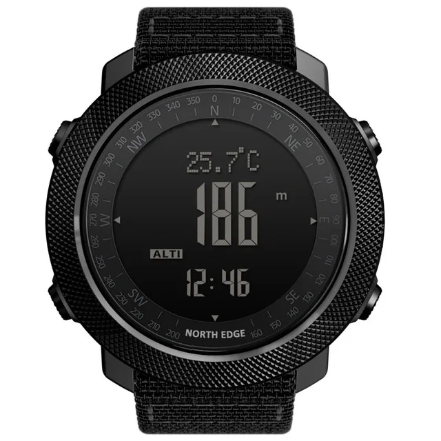APACHE Black NORTH EDGE, мужские спортивные часы, альтиметр, барометр, компас, термометр, шагомер, мировое время, цифровые часы для бега, скалолазания - Цвет: APACHE Black