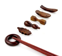 wooden chopstick rest creative many styles big and small fish gourd dumbbell circular leaf shape chopsticks holder sn2630