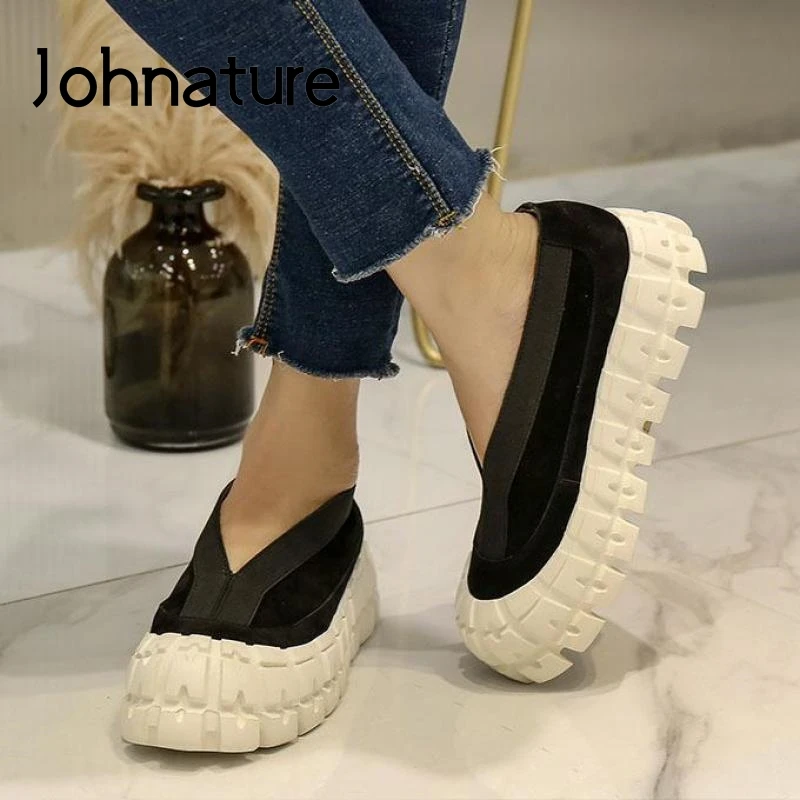 

Johnature Women Sneakers Platform Women Shoes Genuine Leather 2022 New Autumn Shallow Handmade Special Concise Ladies Shoes